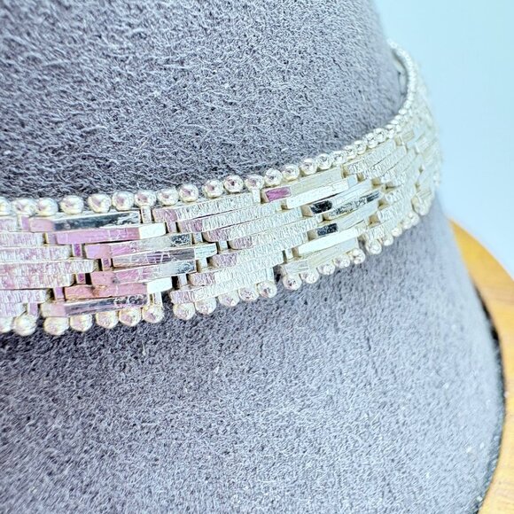 Sterling Silver 925 Interlocking Link Beaded Design Chain Bracelet Size 7.25" - Picture 4 of 11